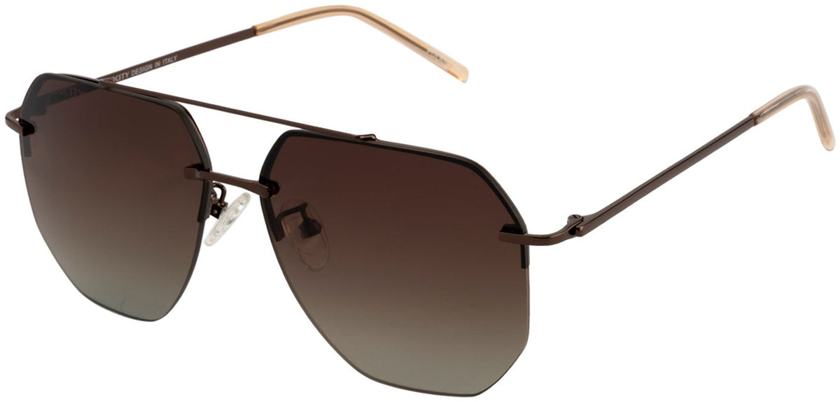 Velocity VC 2551MP Geometric Sunglasses - BRN
